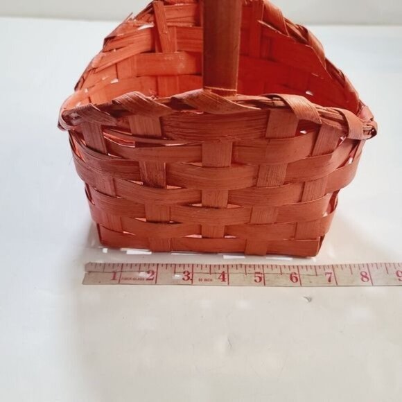 Vintage Orange Wicker Hand Painted Halloween Witch Cat Basket - Picture 11 of 12